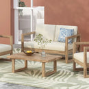 Outdoor Acacia Wood Loveseat and Coffee Table Set with Cushions by HouseOfZazla