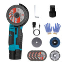 12V Cordless Mini Angle Grinder Hand Polishing Grinding Machine Cordless Cutter Grinding Tool with 7Pcs Disc 2Pcs 1100mAh Batteries and Charger Hex Ke