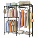 L-Shaped Garment Rack with Adjustable Shelves & 3 Hanging Rods