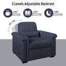 3 in 1 Convertible Sleeper Chair Sofa Bed Pull Out Couch Adjustable Chair with Pillow, Adjust Backrest into a Sofa, Lounger Chair, Single Bed or Living Room or Apartment, Dark Blue