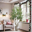 Artificial Olive Tree Large With Trunk, Indoor / Outdoor Decorative Plant For Living Room - Green by HouseOfZazla