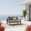 All Weather Patio Loveseat With Thick Cushions - Gray / Gray by HouseOfZazla