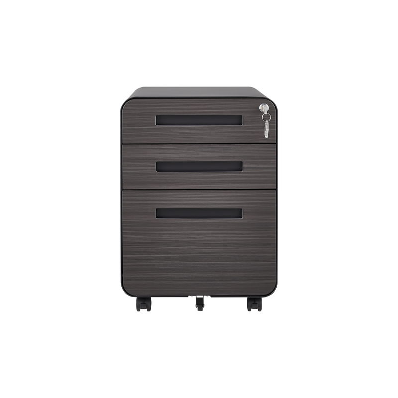 3 Drawer Mobile File Cabinet Under Desk Office,Simple Style Versatile Storage Cabinet for Legal/Letter/A4 Files, 5 Wheel Design Anti-Tilting Cold Rolled Steel Waterproof Moisture-Proof Black