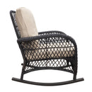 Garden Rocking Chair, Outdoor Rattan Rocker Chair With All-Weather Hand-Woven Resin Wicker, Patio Relaxing Lounge Furniture With Powder-Coated Metal Frame For Backyard, Porch - Brown / Beige by HouseOfZazla