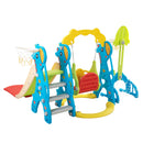 5 in 1 Slide and Swing Playing Set, Toddler Extra-Long Slide with 2 Basketball Hoops, Football, Ringtoss, Indoor Outdoor