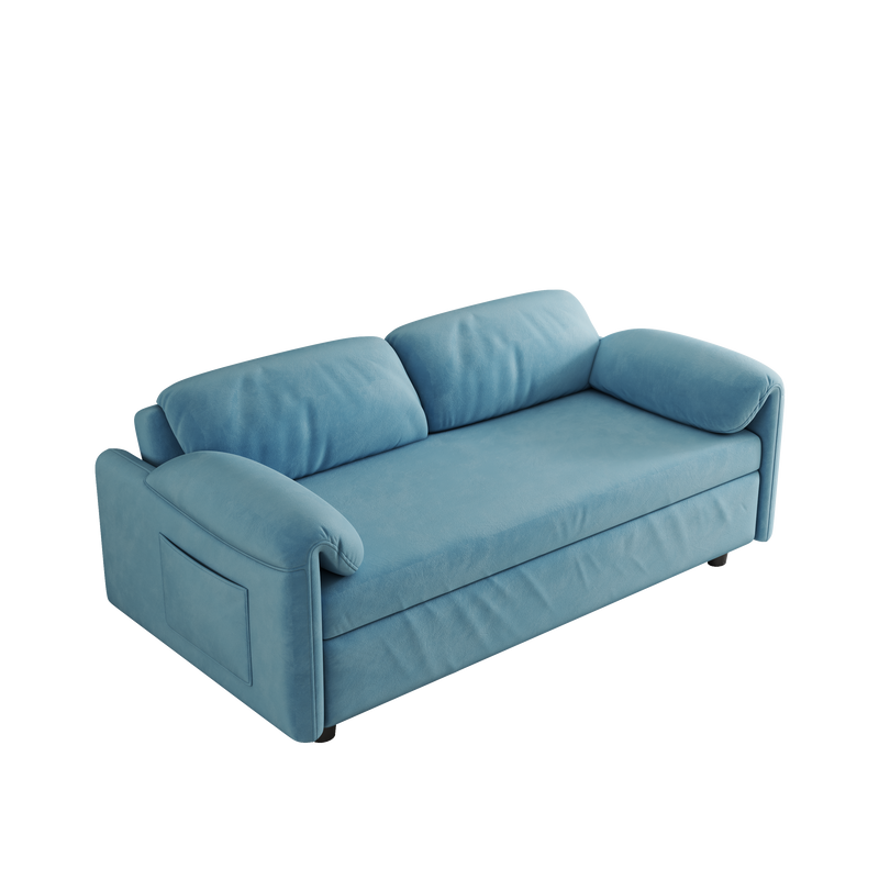 54 "velvet blue sofa sofa bed dual purpose living room retractable bed