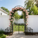 Metal Garden Arch With Gate Wide High Climbing Plants Support Rose Arch Outdoor - Black by HouseOfZazla