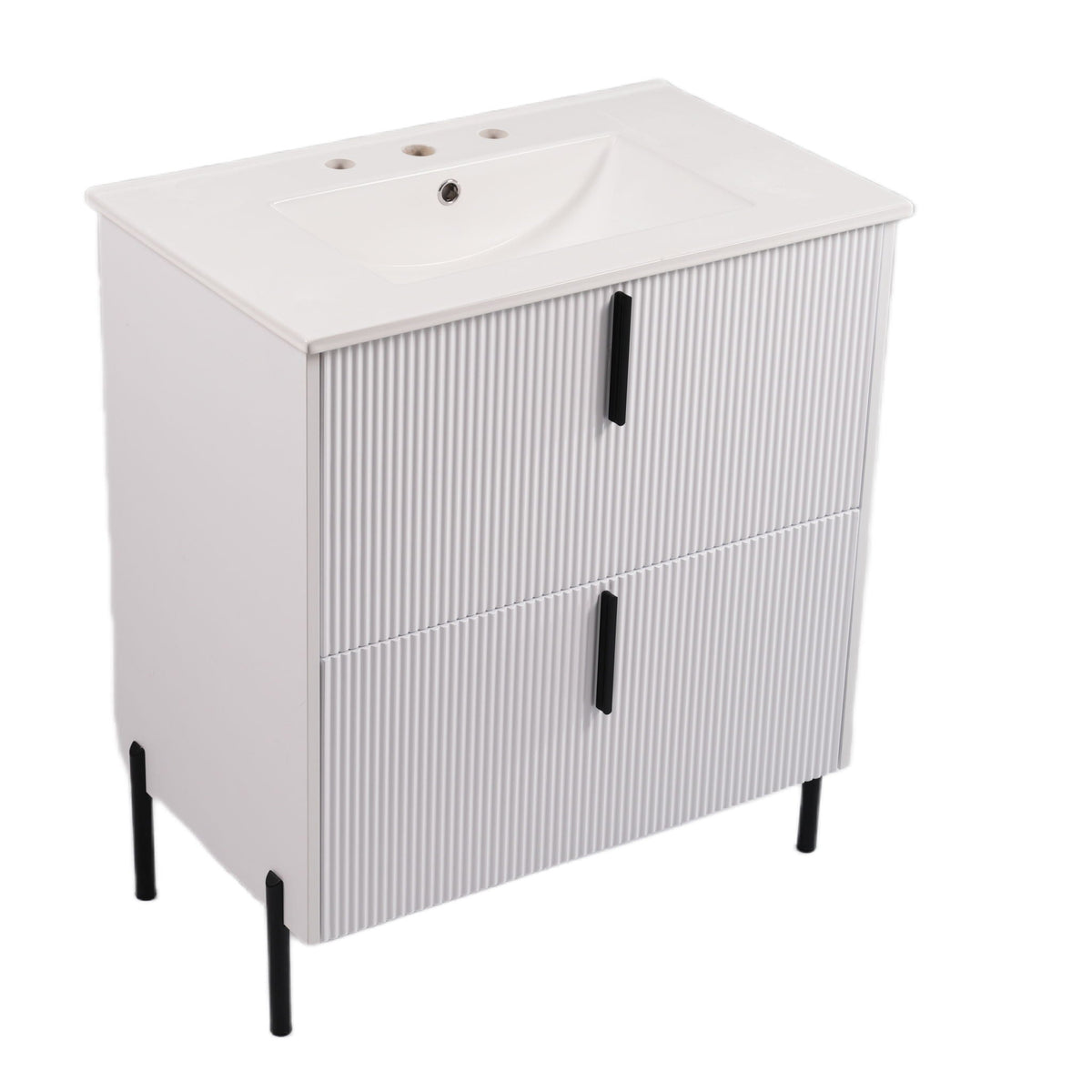 Bathroom Vanity With Ceramic Sink, Fluted Design, photo 16 of 40