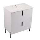 Bathroom Vanity With Ceramic Sink, Fluted Design by HouseOfZazla
