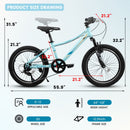 S20101 20" Kids' Bike, Boys Girls Mountain Bike Ages 8-12, 7 Speed Teenager Children Kids' Bicycles, Front Suspension Disc Brake Rear V-Brake, High Steel Frame by HouseOfZazla