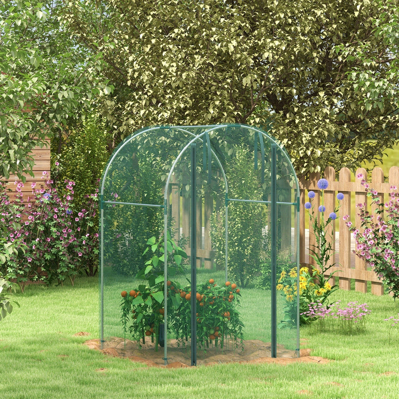 4' x 4' Crop Cage, Plant Protection Tent with Zippered Door and Galvanized Steel Frame, Fruit Cage Netting Cover for Garden, Yard, Lawn, Green