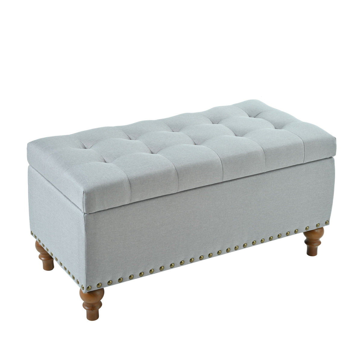 Upholstered Ottoman With Storage And Rivet Trim, photo 3 of 8