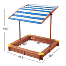 Kids Sandbox With Cover, Sand Box With Adjustable Canopy, Large Outdoor Cedar Sandpit For Backyard Play - Reddish Brown by HouseOfZazla