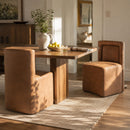Set of 2 Camel PU Upholstered Dining Chairs
