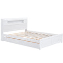 Storage Platform Bed With LED Lights, 2 Drawers And Trundle