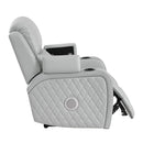 Elonzo - Power Motion Recliner With LED, Power Headrest & Speaker - Light Gray by Unique Piece Furniture