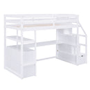 Loft Bed With Desk, Shelves, 2 Drawers, Storage Staircase by HouseOfZazla