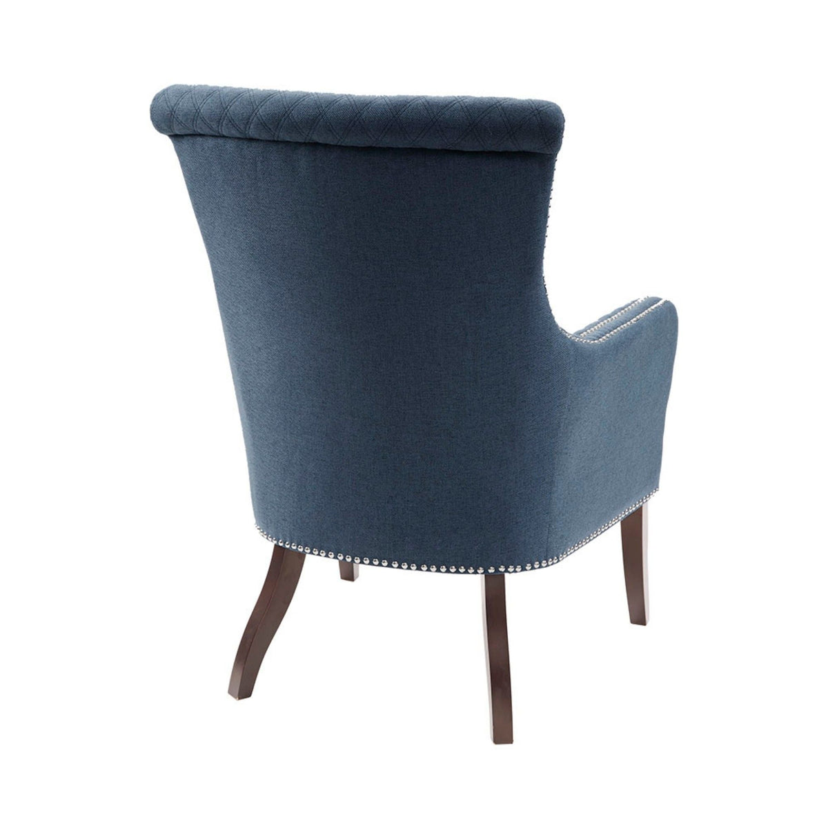 Accent Chair With Quilted Back And Silver Studs - Dark Blue, photo 3 of 7