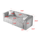 79.92" Modern Vertical Channel Tufted Velvet Sofa,Comfortable Sofa for Living Room-White