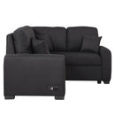 87.4"Sectional Sleeper Sofa with USB Charging Port and Plug Outlet,Pull-Out Sofa Bed with 3 Pillows, L-Shape Chaise for Living Room Small Apartment,Black
