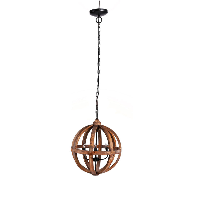 4 - Light Wood Chandelier, Hanging Light Fixture with Adjustable Chain for Kitchen Dining Room Foyer Entryway, Bulb Not Included