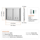 BBQ Access Door, 30W x 21H Inch Double Stainless Steel Outdoor Kitchen Door by HouseOfZazla