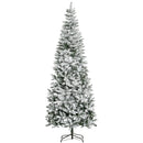 HOMCOM 9ft Unlit Snow-Flocked Slim Pine Artificial Christmas Tree
