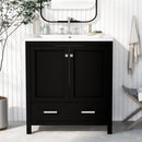 30' Black Bathroom Vanity with Single Sink, Combo Cabinet Undermount Sink, Bathroom Storage Cabinet with 2 Doors and a Drawer, Soft Closing, Multifunctional Storage, Solid Wood Frame
