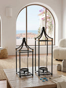 Set of 2 Arched Iron Lanterns