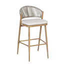 Outdoor Bar Height Metal Frame Counter Stools with Scallop-Shaped Backrest & Water-Resistant Cushions by HouseOfZazla
