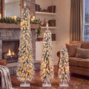 Snow Flocked Pre-Lit Pencil Christmas Tree