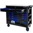 12 Layer Drawer Multi Purpose Tool Cart With Wheels And Iron Top - Black / Blue by HouseOfZazla