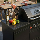 Black 6-Burner 85000 BTU Deluxe Stainless Steel Propane Gas Outdoor Kitchen Barbecue Island Grill with Marble by HouseOfZazla