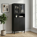Tempered Glass Door Tall Storage Bookcase