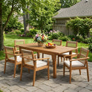 7 Pieces Acacia Wood Outdoor Dining Set with Cushions by HouseOfZazla