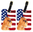 USA American Flag with Brussels Griffon Luggage Tag