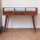 Solid Wood Triple Curved Chestnut Console Table
