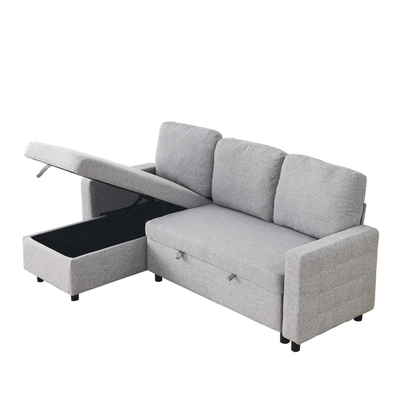 78.8" Reversible Sleeper Combo Sofa with Pullout Bed, Comfortable Linen L-Shaped Combo Sofa Sofa Bed, Living Room Furniture Sets for Tight Spaces