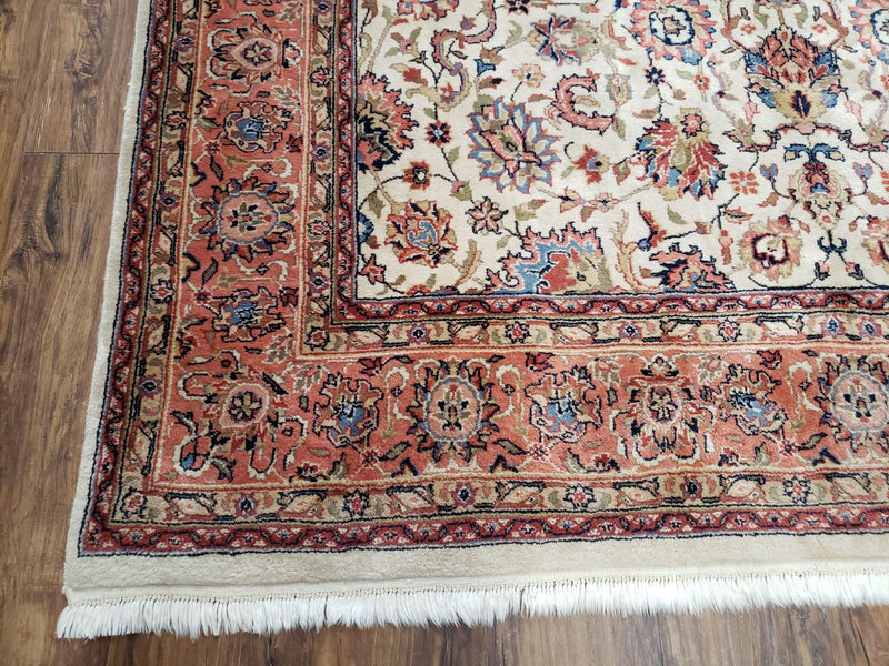 6x9 Top Quality Handmade Wool Area Rug Floral Allover Carpet Veg Dyes Beige