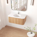 Wall Mounted Bathroom Vanity With Sink - Natural Wood by HouseOfZazla