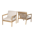 Outdoor Acacia Wood Armchair, Set of 2, Patio Club Chair with Cushions, Light Teak by HouseOfZazla