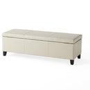 Upholstered PU Leather Storage Ottoman with Solid Wooden Legs by HouseOfZazla
