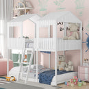 Bunk Bed With Roof, Window, Guardrail, Ladder by Unique Piece Furniture