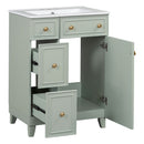 Transitional Style Bathroom Vanity Cabinet With Ceramic Sink by HouseOfZazla