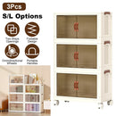 3Pcs Foldable Storage Bins with Lid Front Magnetic Door Collapsible Stackable Closet Organizer Containers with 4Pcs 360¡ Rotatable Wheels 8Pcs Small W