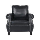 Contemporary Black PU Club Chair with Nailhead Trim and Rolled Armrests