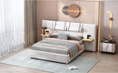 Upholstered Platform Bed, 2 Outlets And USB Charging Ports On Both Sides, 2 Bedside Pillows, Storage Shelves by HouseOfZazla