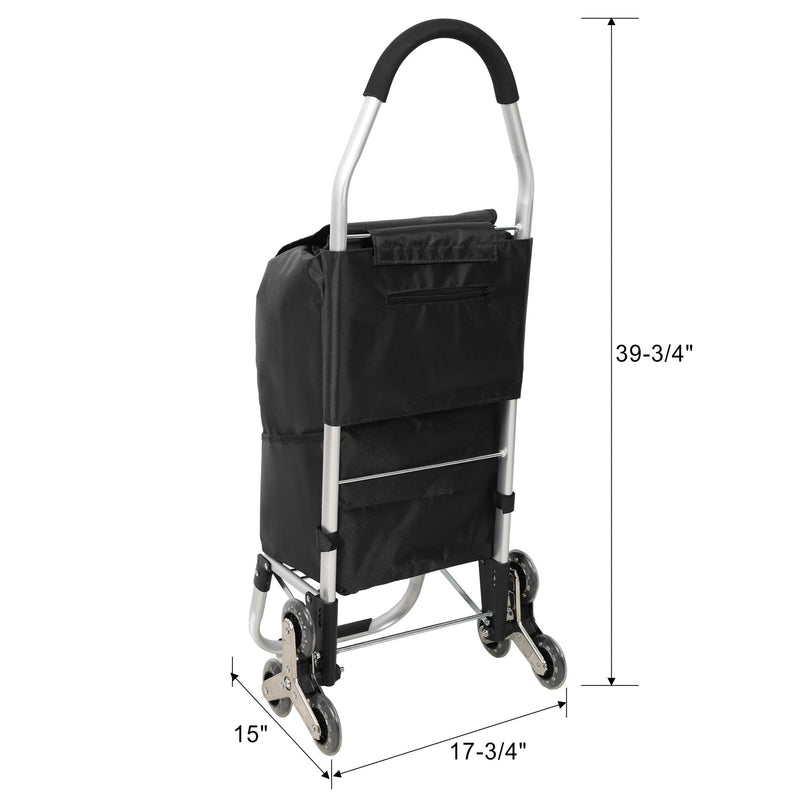 Foldable Shopping Stair Trolley With Triangular Wheels And Removable Waterproof Bag - Black, photo 7 of 19