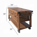 Kaif - Distressed Chestnut Kitchen Cart - Chestnut by Unique Piece Furniture