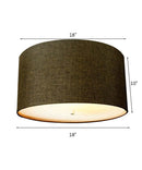 Moderne Flush Mount Conversion Kit 18"w Chocolate Burlap Shallow Drum Lampshade by LampsUSA